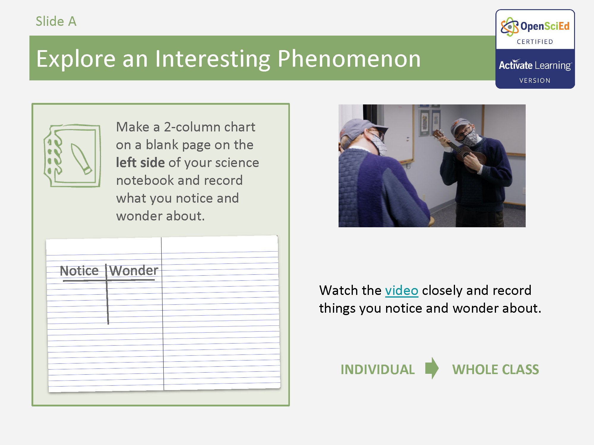 Notice and Wonder in Science Example from OpenSciEd