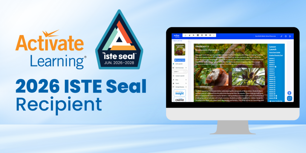 Activate Learning Digital Platform ISTE Seal Announcement Blog Header