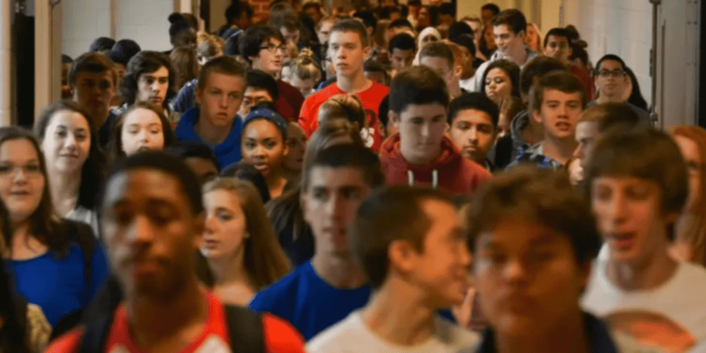 High School students walking in hallway